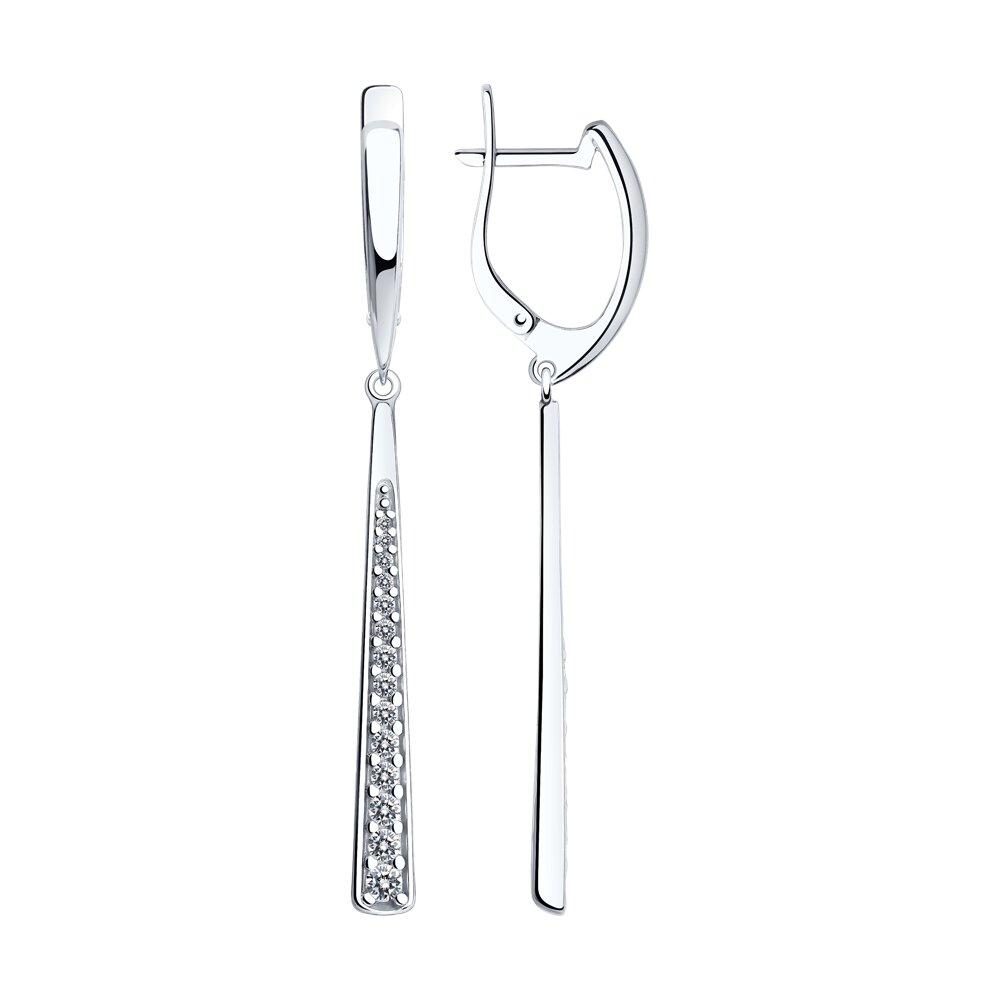 Серьги из серебра с фианитами SOKOLOV 94022837 серебро с родием, с английским замком, фото 1