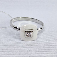 Кольцо из серебра с керамической вставкой и фианитом Diamant 94-110-01278-2 покрыто родием