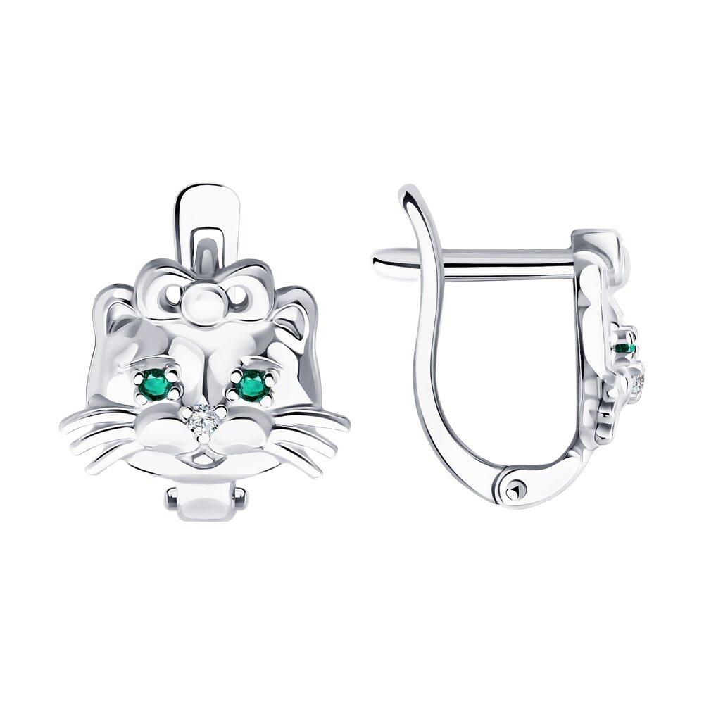 Серьги из серебра с фианитами SOKOLOV 94021414 серебро с родием, с английским замком, фото 1