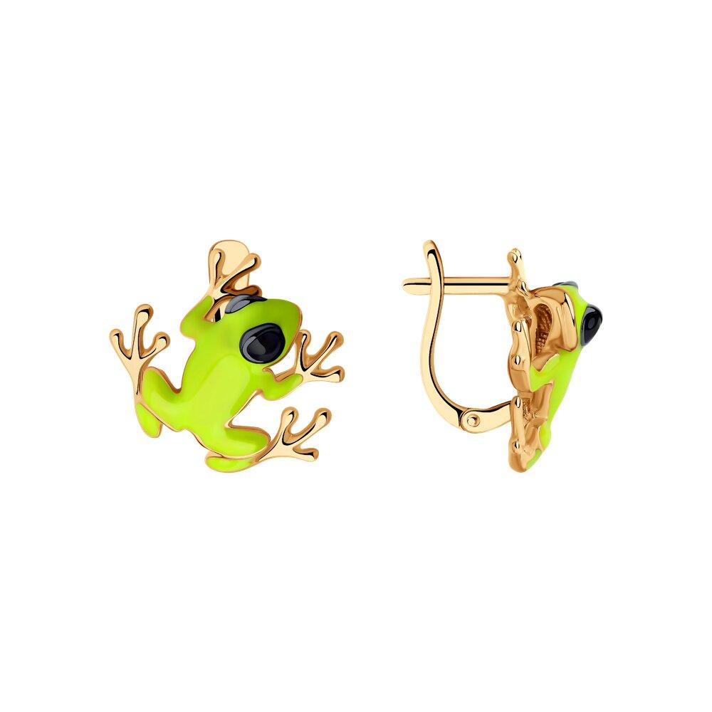 Серьги из золочёного серебра с эмалью SOKOLOV 93020862 серебро с позолотой, с английским замком, фото 1