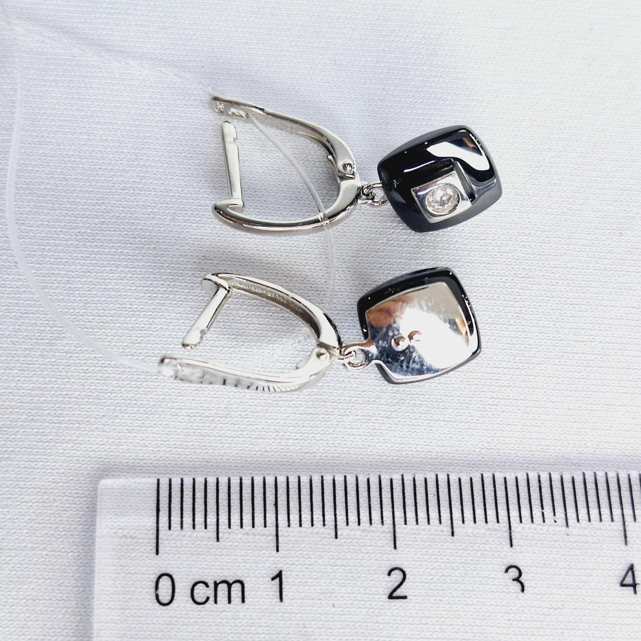 Серьги из серебра с керамическими вставками и фианитами Diamant 94-121-01278-1 покрыто родием - фото 3 - id-p95307241