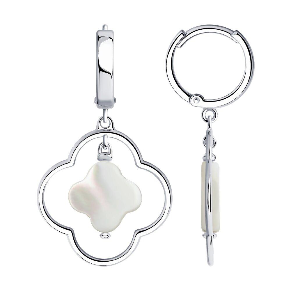 Серьги из серебра с перламутром  83020295 серебро с родием, фото 1