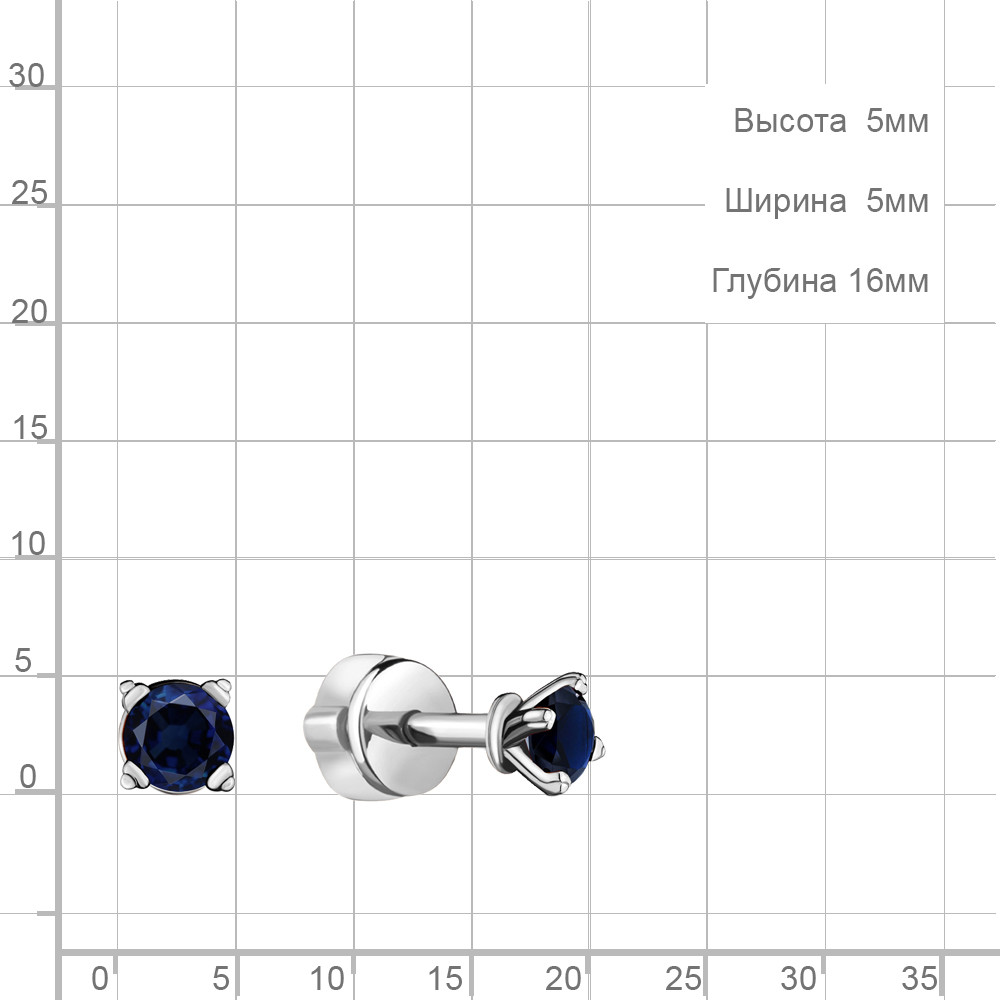 Серебряные серьги-пусеты Наносапфир Aquamarine 42892Б.5 покрыто родием - фото 2 - id-p103071963