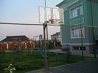 Стойка баскетбольная Г-обр уличная стационарная бетонируемая вынос 1.2 м (щит 1800х1050мм оргстекло 10мм).