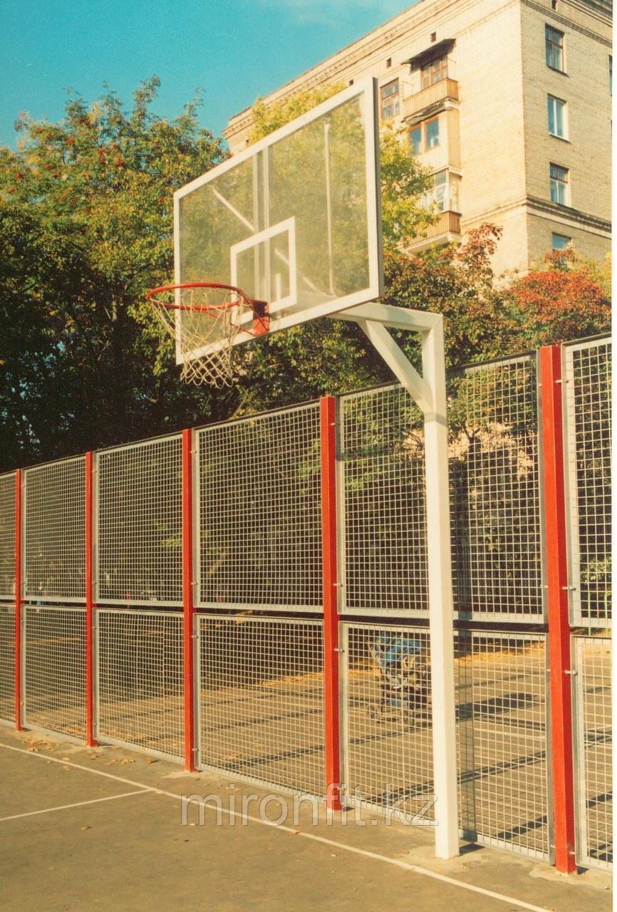 Стойка баскетбольная Г-обр уличная стационарная бетонируемая вынос 1.2 м (щит 1800х1050мм оргстекло 10мм). - фото 2 - id-p113640788