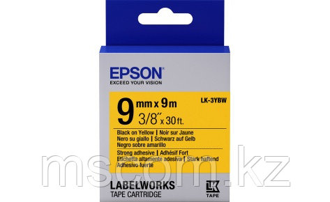 Лента повышенной адгезии Epson C53S653005, LK-3YBW, 9 мм, желтая/черная, 9м - фото 1 - id-p113564450