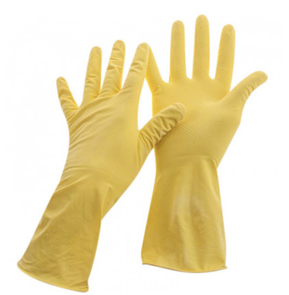 Перчатки резиновые OfficeClean, желтые, размер S, фото 2
