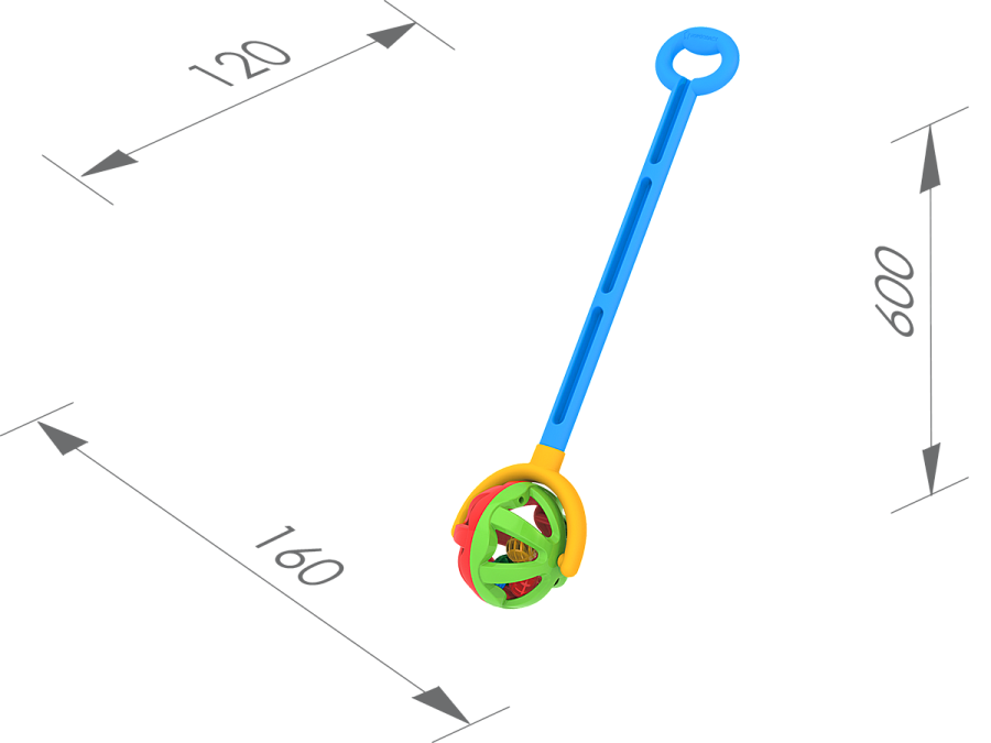 Каталка с ручкой Шарик (зелено-красная) - фото 1 - id-p113642392