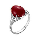 Серебряное кольцо с кораллом иск. и стеклом Красная Пресня 2339678ДКр, фото 4