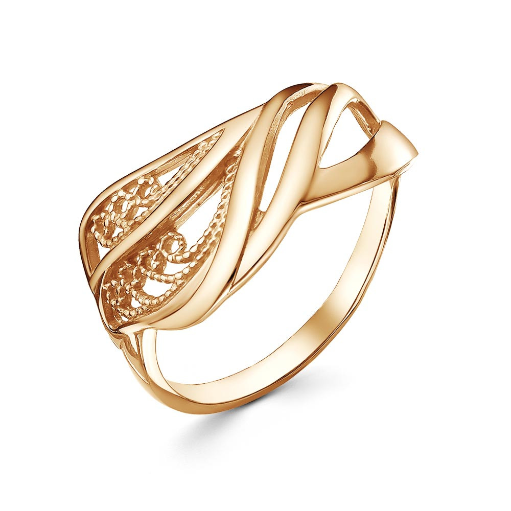 Кольцо из серебра без вставок  Красная Пресня 23012711 позолота, фото 1