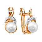 Серебряные серьги с фианитом и жемчугом культ. Красная Пресня 33310215Д, фото 4