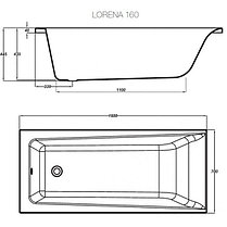 Акриловая ванна  LORENA 160*70 см ультра белый с ножками. Cersanit, фото 2