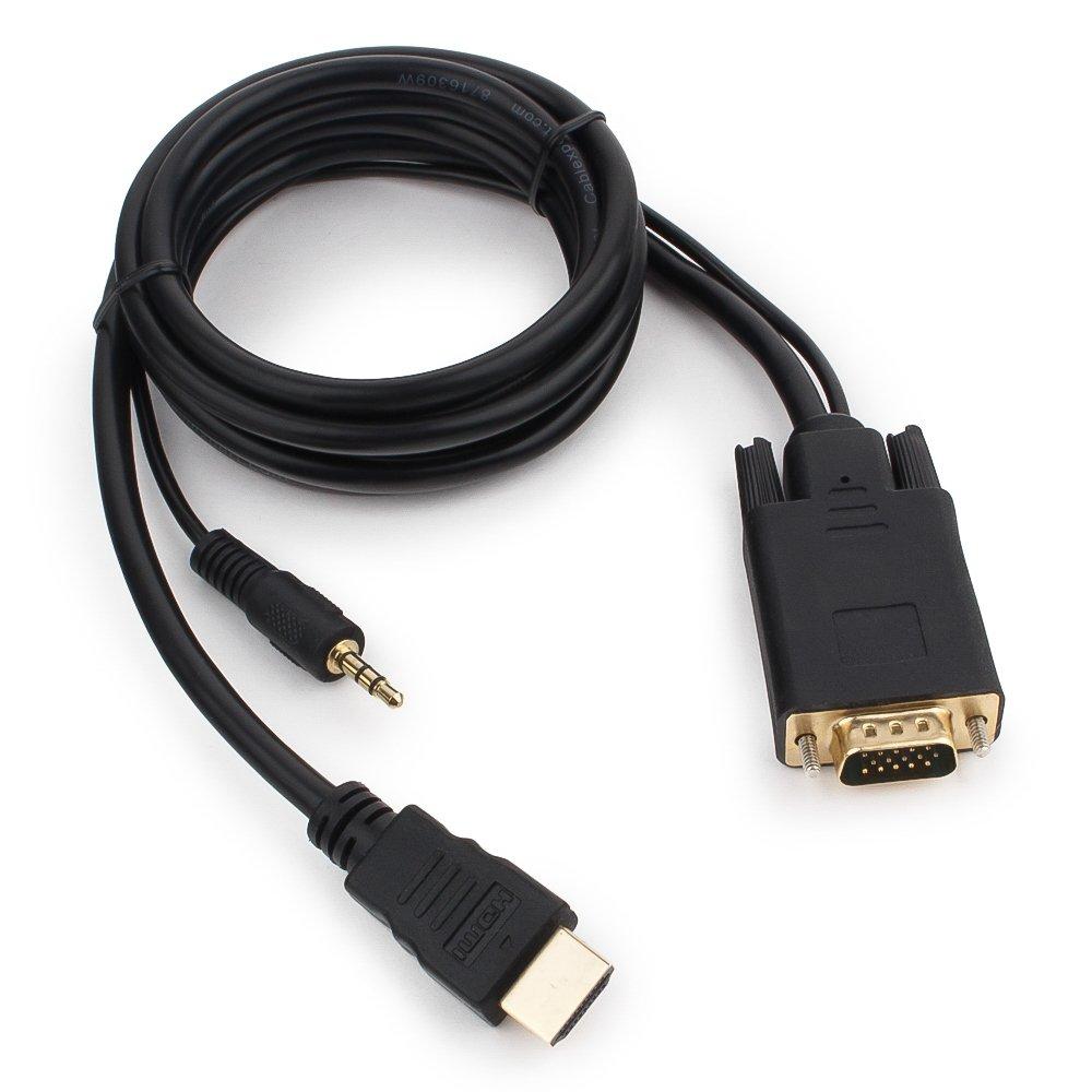 Кабель HDMI -> VGA Cablexpert A-HDMI-VGA-03, 19M/15F, длина 15см, аудиовыход Jack3.5 - фото 1 - id-p113661445