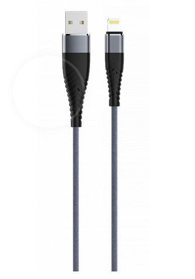 Кабель Olmio Solid, USB 2.0 - lightning, 1.2м, 2.1A, усиленный, цвет титановый - фото 1 - id-p113661481
