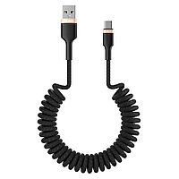 Кабель Olmio SPRING, USB 2.0 - USB Type-C, 1.5м, 3A, черный