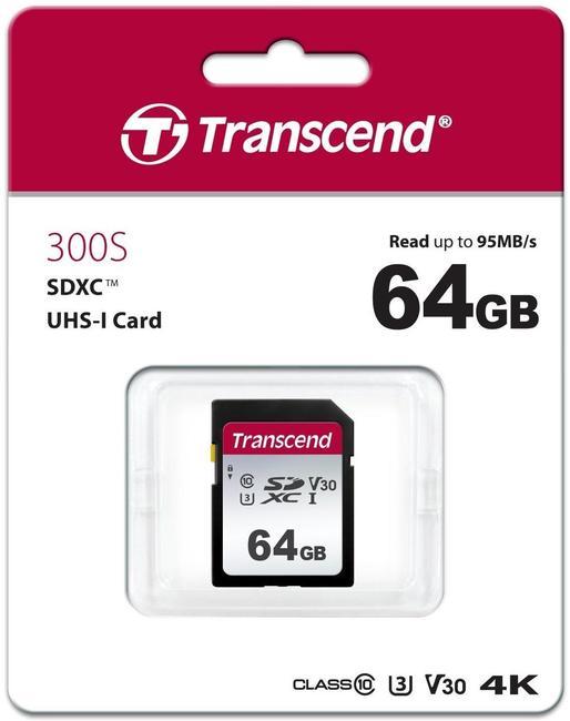 Карта памяти SD 64GB Class 10 U3 Transcend TS64GSDC300S - фото 1 - id-p113661610