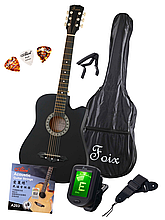Акустическая гитара+Аксессуары, черная матовая, Foix FFG-2038CAP-BK-MAT