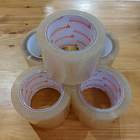 Широкий Скотч упаковочный "PackMan". Канцелярский. Клейкая липкая лента. Ширина 80 мм. Намотка 100 м.