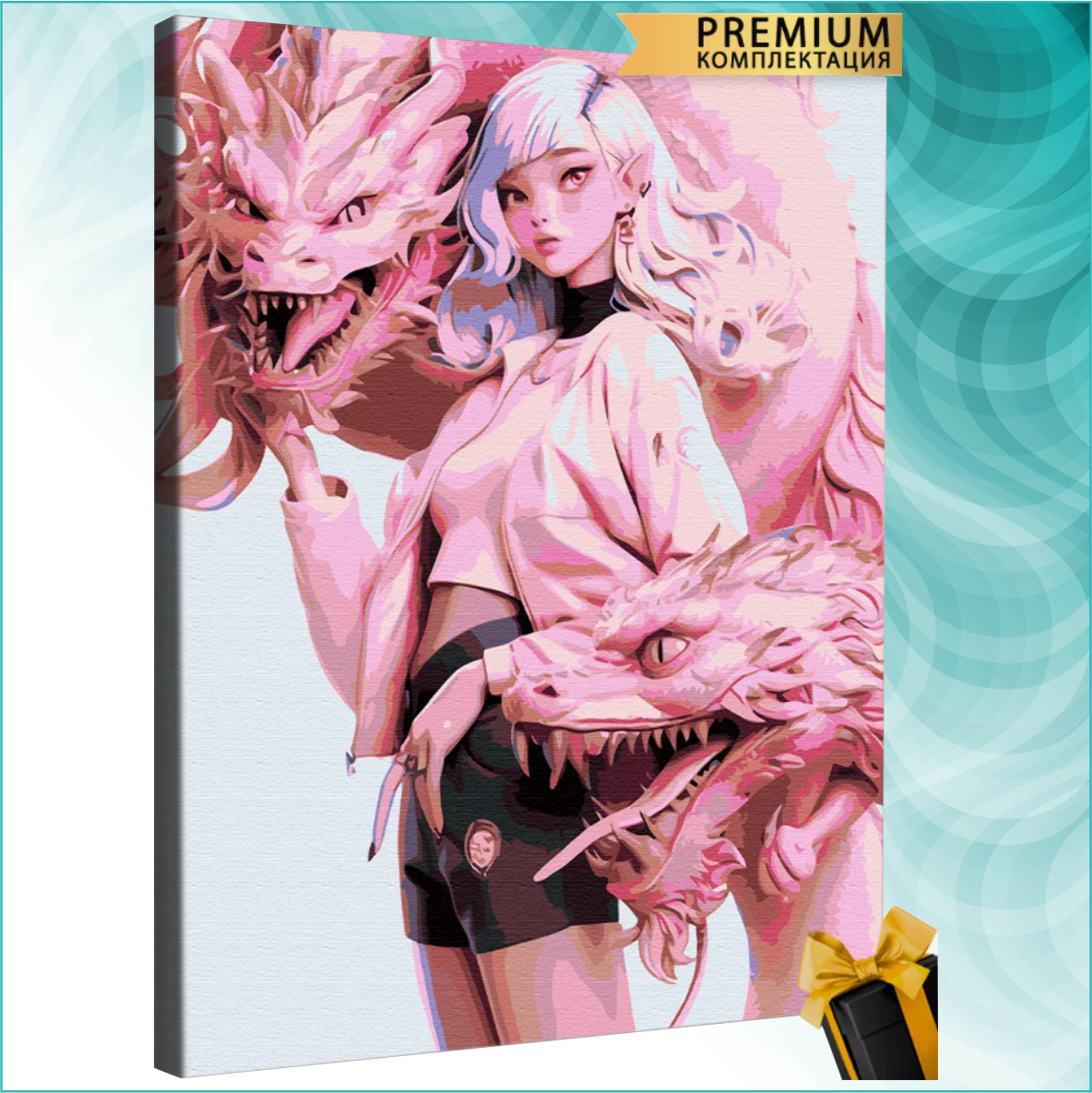 Картина по номерам "Аниме. Девушка с розовыми драконами" (40х50) - фото 1 - id-p113690243