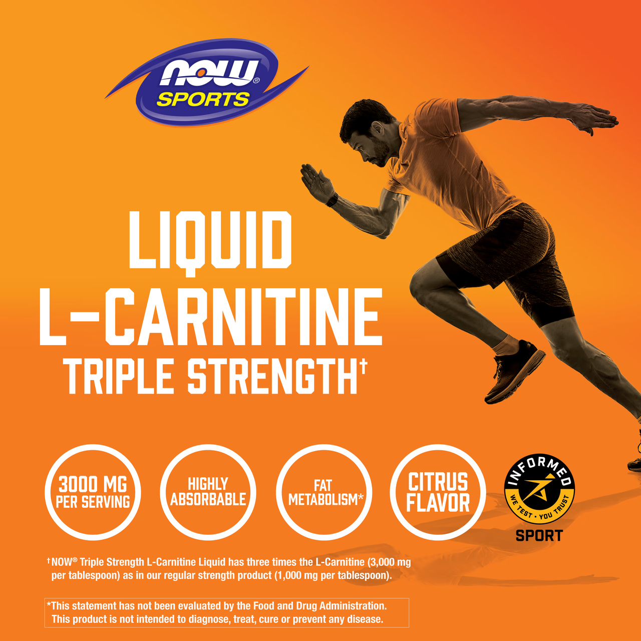 L-Carnitine Liquid Triple Strength 3000 mg, 473 ml, NOW Citrus - фото 1 - id-p110980195