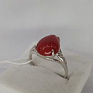 Серебряное кольцо с кораллом иск. и стеклом Красная Пресня 2339678ДКр, фото 2