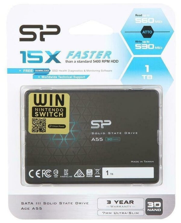 1 ТБ SSD диск Silicon Power A55 (SP001TBSS3A55S25) черный - фото 2 - id-p113641677