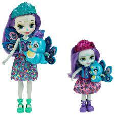 Enchantimals HCF83 Enchantimals ,Сестрички с питомцем Пэттер и Пьерра Павлина