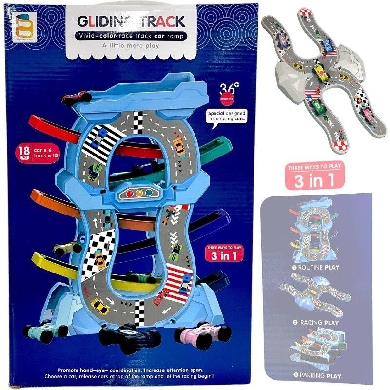 Помятая упаковка!!! 868-3 АВТОТРЕК "Гонки по склону 3в1 (18pcs) GLIDING TRACK 39*25см