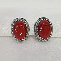 Серьги из серебра стекло ювелирное собственной огранки Красная Пресня 3367096-8 серебро оксидированное