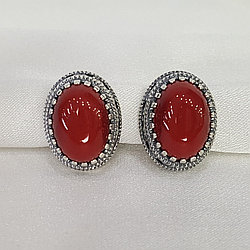 Серьги из серебра стекло ювелирное собственной огранки Красная Пресня 3367096-8 серебро оксидированное