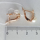 Серебряные серьги с фианитом и жемчугом культ. Красная Пресня 33310215Д, фото 3