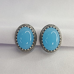 Серьги из серебра стекло ювелирное собственной огранки Красная Пресня 3367096-3