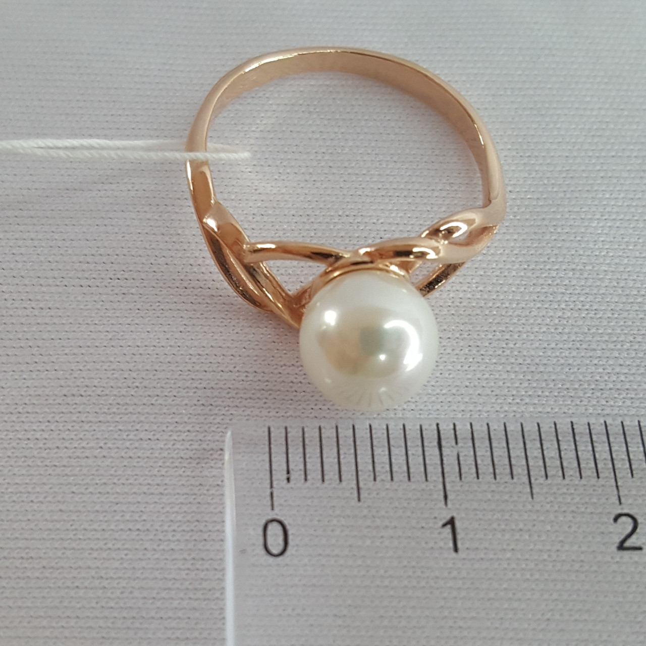 Серебряное кольцо с жемчугом имитированным Красная Пресня 23613069 позолота - фото 3 - id-p97717373