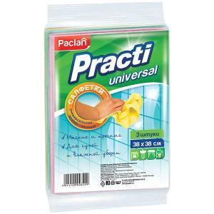 Салфетка универсальная PACLAN "PRACTI" вискоза, 38*38 см, 3шт/упак
