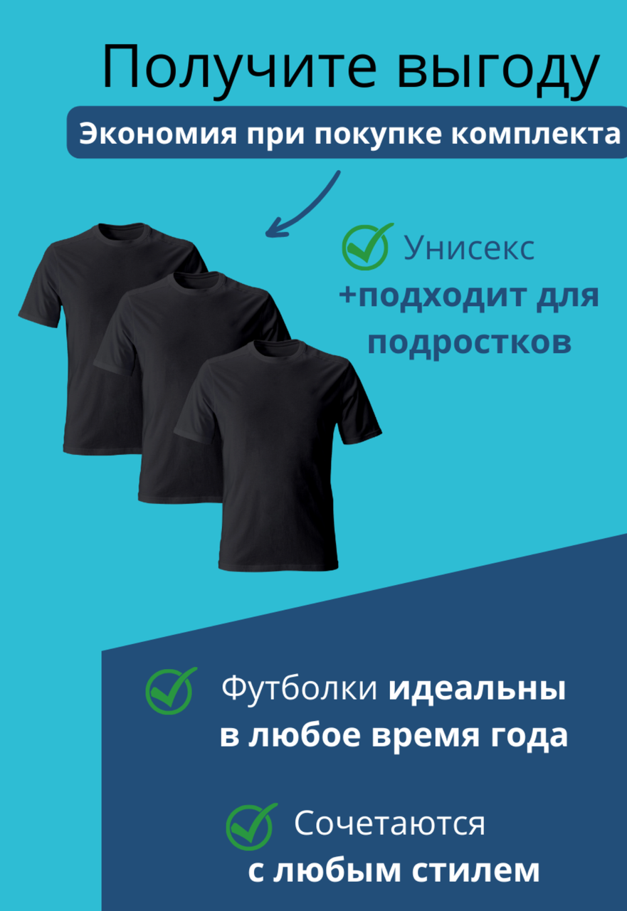 Набор футболка мужская черный Премиум качества 3 шт - фото 5 - id-p113697511
