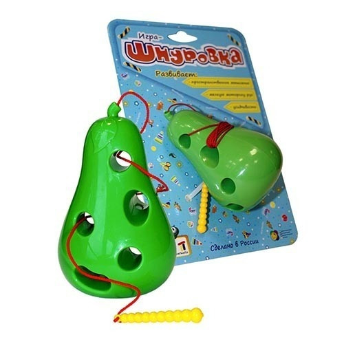 Развивающая игрушка Шнуровка Груша, для моторики, пластик BPA-free, фото 1