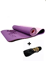 Коврики для йоги ART.FiT (61х183х0.6 см) TPE, с чехлом, цвета в ассортименте фиолетово-розовый