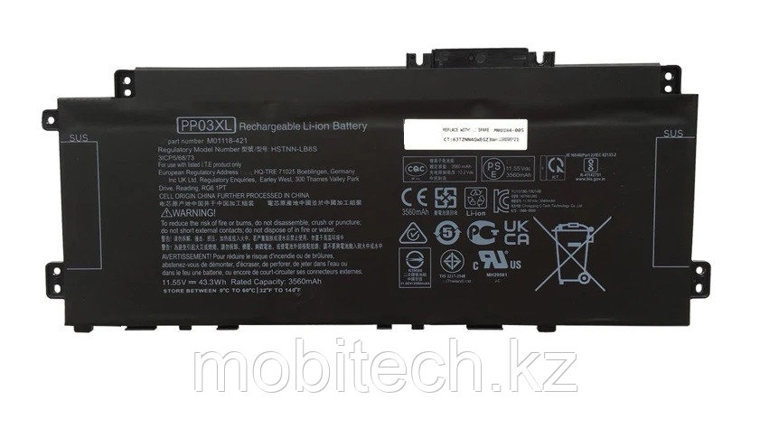 Аккумуляторы HP PP03XL PV03XL 11.55V 43.3Wh 3560mAh HP Pavilion X360 14-DW Pavilion 13-BB атарея аккумулятор, фото 1