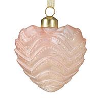 Kaemingk B. V. Декор Сердце стекло розовое с рельефным узором 8х4х9см