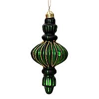 Kaemingk B. V. Декор Подвеска стекло зеленая с золотистым узором d6х15см