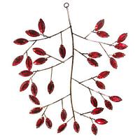 SHISHI Декор Веточка металлич с красными листьями из страз 18см