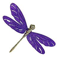 Мислт Декор Стрекоза малая фиолетовая с блеском 14,5х8,5х1см