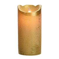 Kaemingk B. V. Свеча светильник LED мерцающее пламя d7,5х15см золотая рустическая батарейки 2хАА 6ч таймер