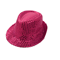 Шляпа карнавальная с пайетками Трилби (розовая) размер 58