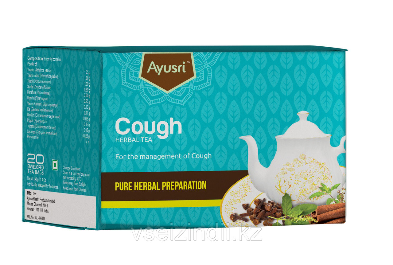 Травяной чай от кашля (Cough herbal tea AYUSRI), 20 пак - фото 1 - id-p113720196