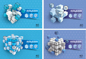 Альбом для черчения "BG", 40л, А4, перфорация, на спирали, серия "Кубы"