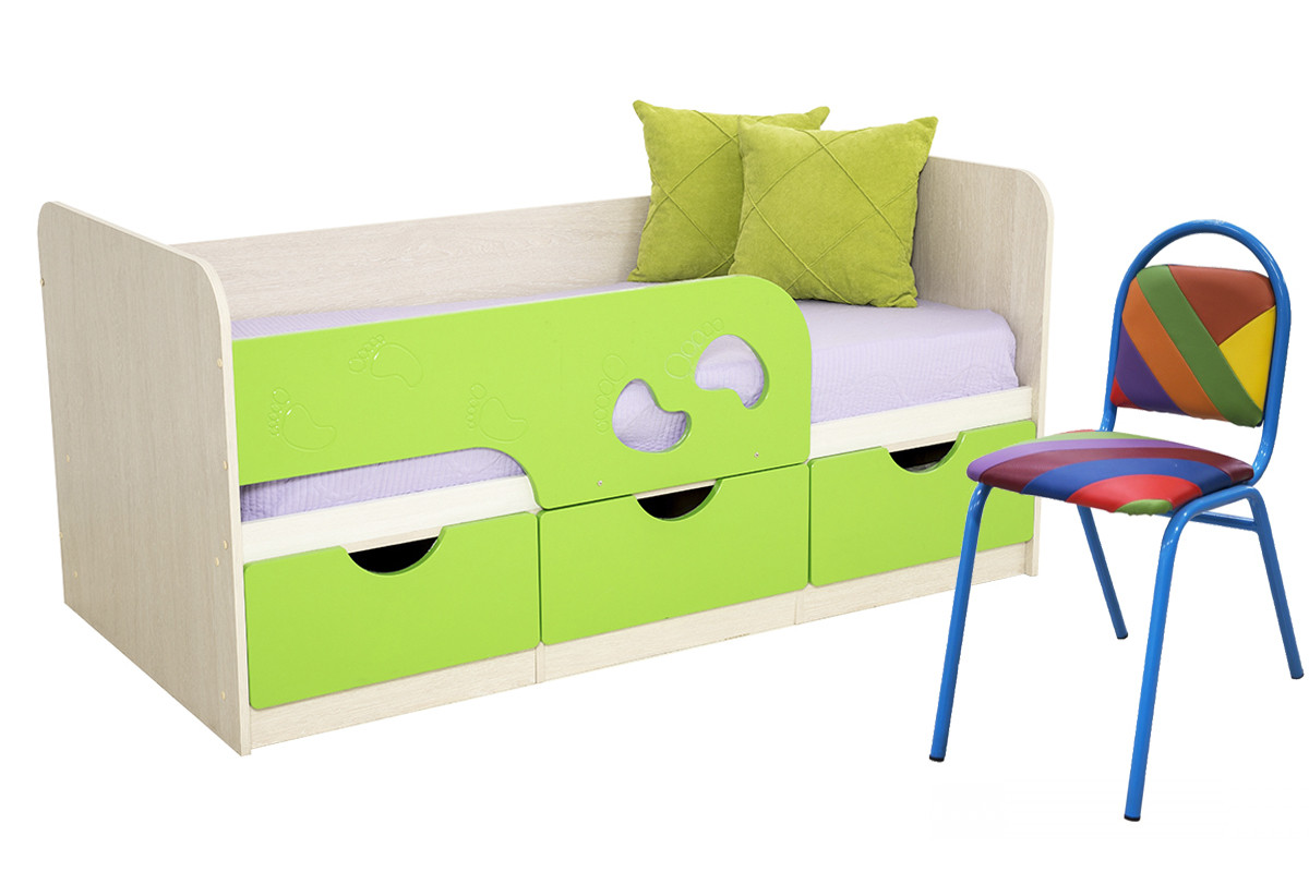 Минима - Комплект для детской, Кровать+стул, Атланта/Лайм глянец - фото 1 - id-p113664032