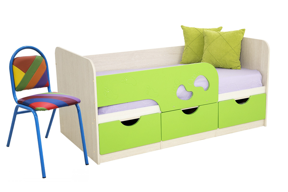 Минима - Комплект для детской, Кровать+стул, Атланта/Лайм глянец - фото 2 - id-p113664032