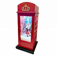 Новогодний сувенир «Snowing Mini Telephone Booth» с подсветкой