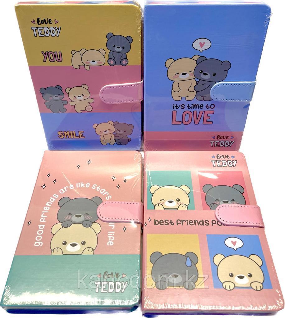 Блокнот А5, на магните, 120л, в клетку "Love Teddy" 808-77